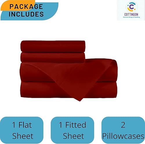Miniatura 4 de Cottingon Juego de sábanas de colchón de 4 piezas de 33 x 75 pulgadas, algodón egipcio, sábanas suaves, se adapta a bolsillo de 4 a 7 pulgadas de