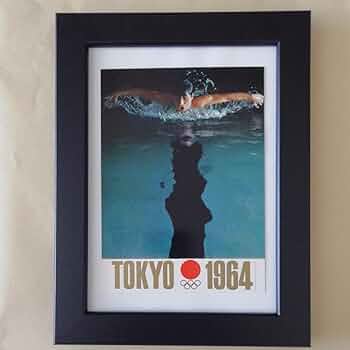 Amazon.co.jp: 1964 東京オリンピック公式ポスター額装飾品 競泳 亀倉