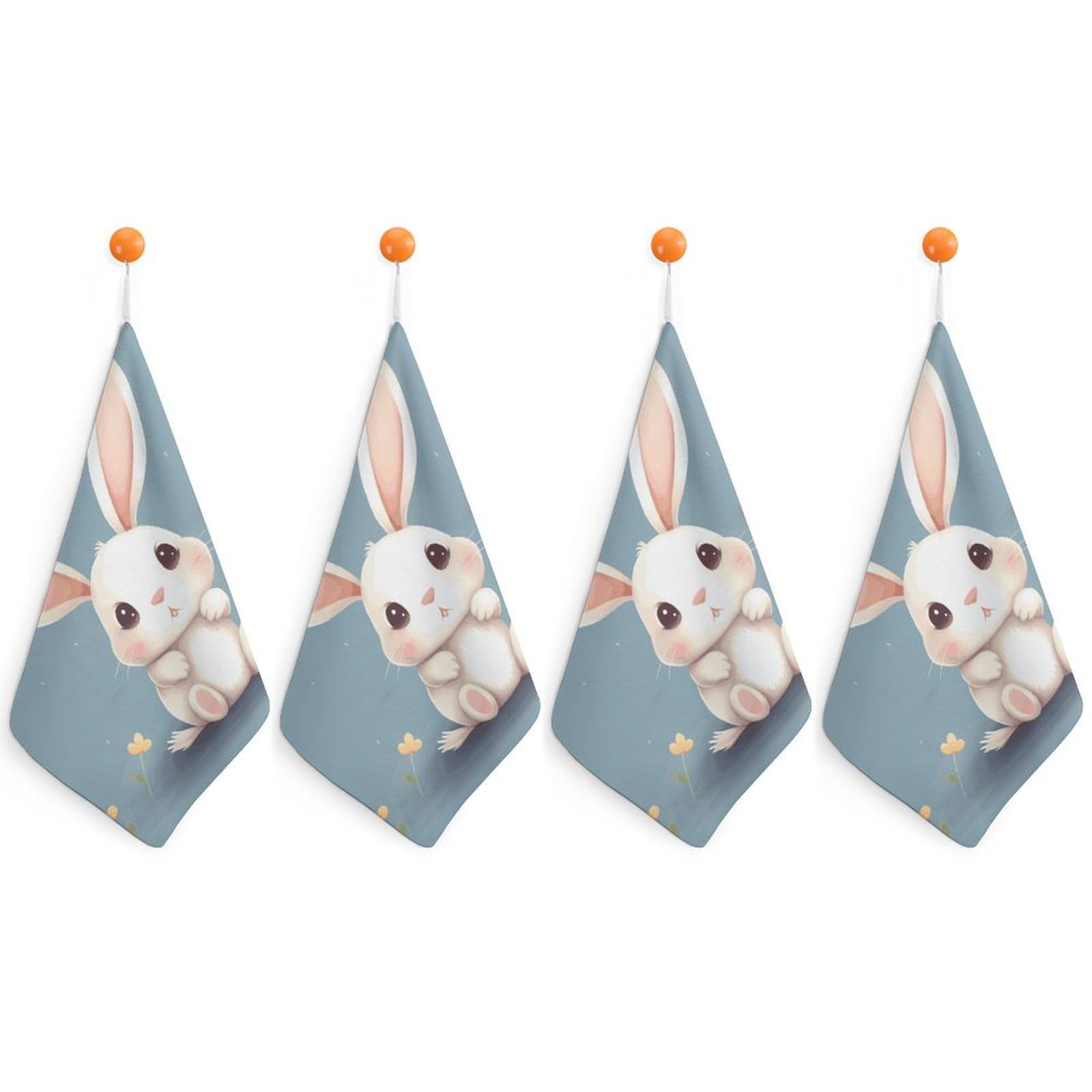 Serviettes de cuisine en microfibre lot de 4 essuie-mains lapin mignon