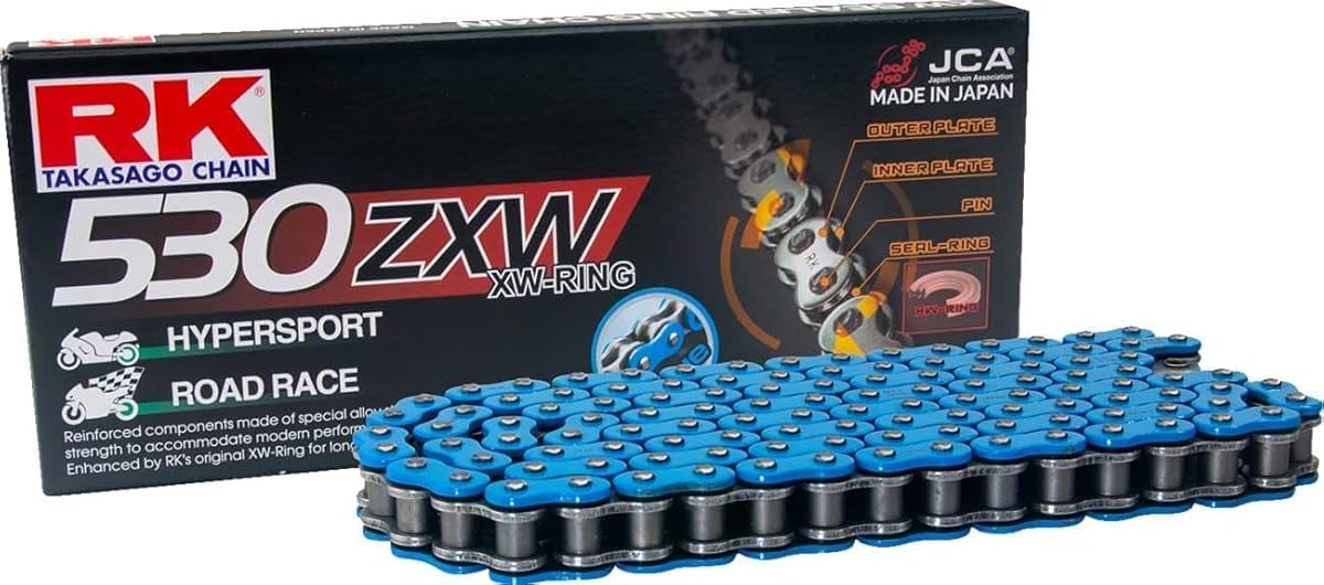 RK Racing Chain BB530ZXW-120 Blue 120 Link XW-Ring Premium High Performance Chain with Connecting Link : Automotive