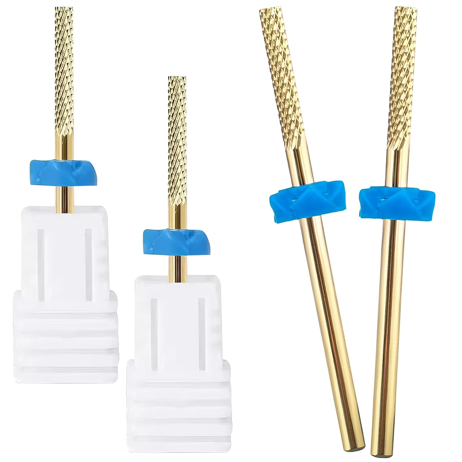 2Pcs Nail Drill Bits 3/32" Tungsten Carbide Cuticle Bit with Flat Head for Nail Bed Cleaning Dead Skin Removal, 2 Way Rotate for Home Salon