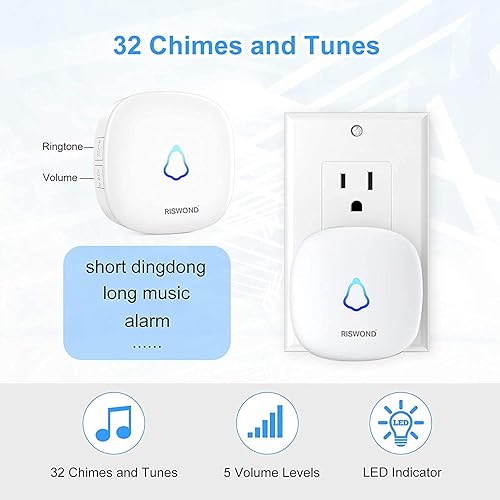 Miniatura 2 de Timbre de Puerta con Sensor de Movimiento Inalámbrico: Detector de Movimiento Interior Alarma de Entrada Comercial Timbre de Puerta de Entrada
