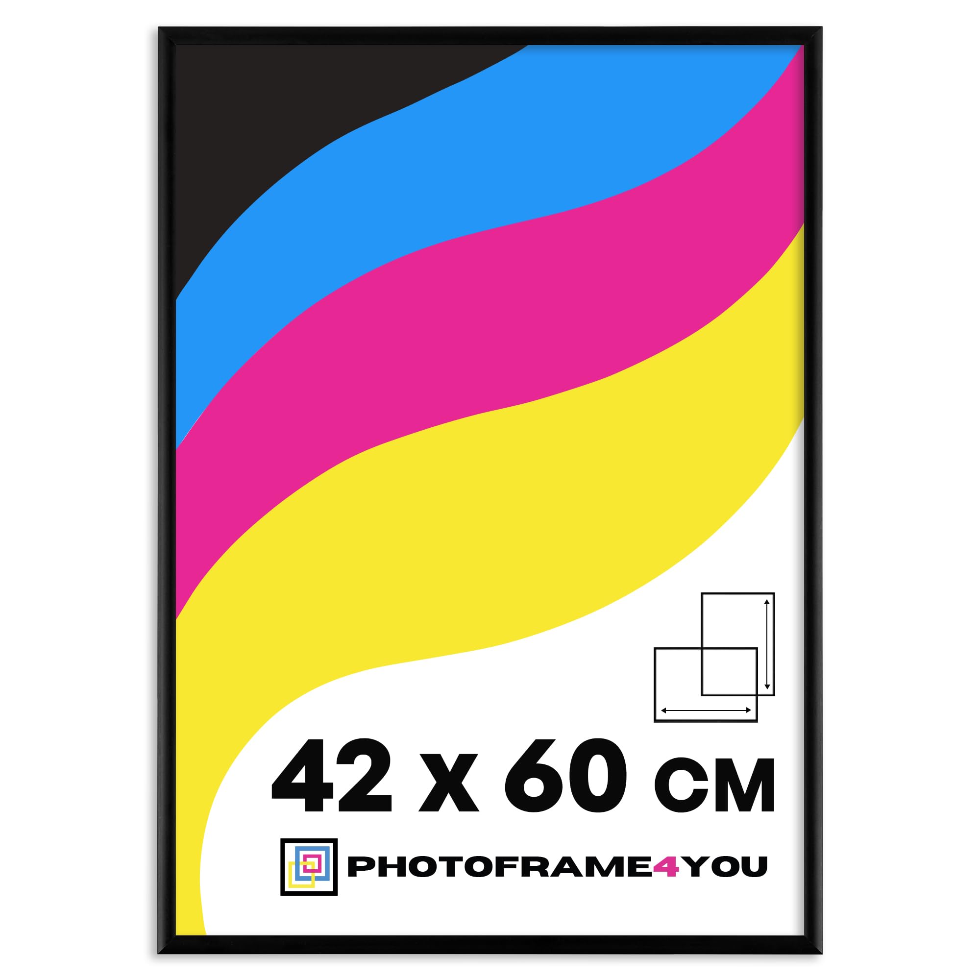 Photoframe4you - 42x60 cm Picture Frame Black - Aluminium Photo Frame with Shatterproof Acrylic Glass - 16,5x23,6 inches Wall Hanging for Posters & Certificates in Living Room, Bedroom Tacoma