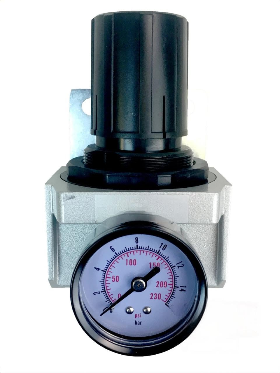 R908N Heavy Duty High Flow in-Line Compressed Air Pressure Regulator - for Compressed Air Treatment - Compressor Pressure Controller - 1" NPT, 7 to 225 PSI Adjustable, 180 SCFM Flow Rate