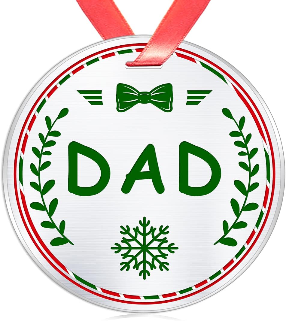 Elegant Chef New Dad Gifts- Dad Christmas Ornament for New Fathers- New Parents Tree Hanging Decoration Gift for Xmas Celebration- First Christmas as a Daddy Festival Decor- Flat Stainless Steel
