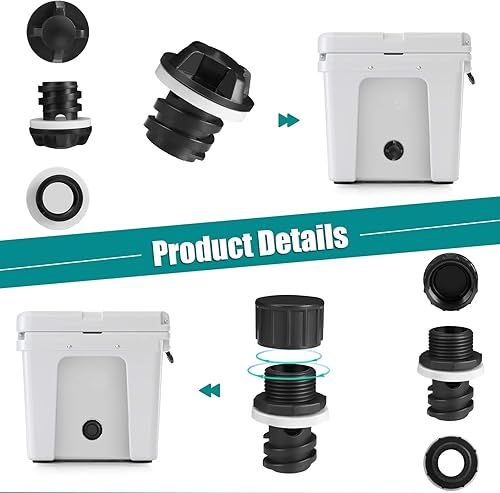 Miniatura 5 de WADEO Conexión de manguera de tapón de drenaje más fresco, tapón de drenaje de repuesto con válvula de cierre de manguera de jardín para enfriador