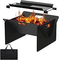 Vista 1 de ACCPO Fogata de 18 pulgadas para exteriores, portátil, 2 en 1, fogata de leña de acero resistente para patio y patio trasero, hoguera, barbacoa