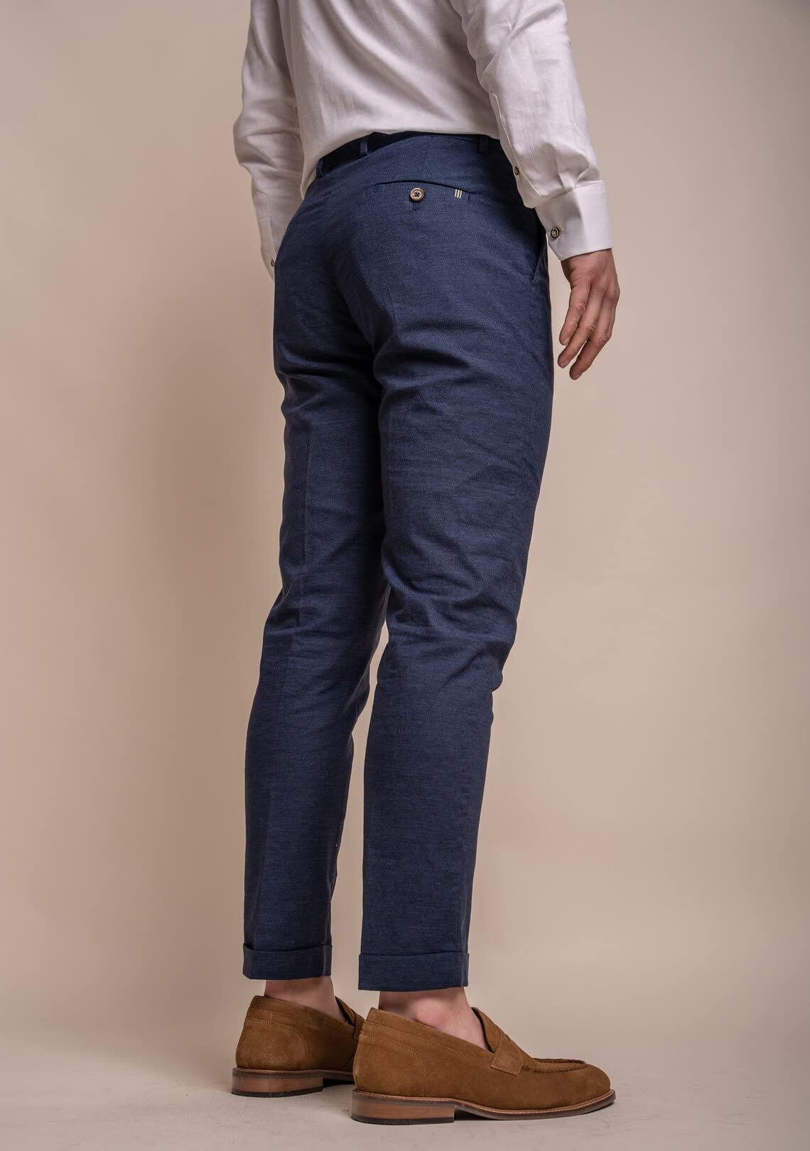 SIRRI Estate Primavera Abito da Uomo in Lino Blu Navy Abito da Sposa Slim Fit 2 Pezzi