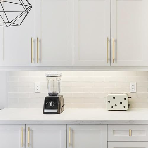 Miniatura 5 de COTYKILEY Paquete de 10 manijas de gabinete de latón cepillado de 7.5 pulgadas (7.559 in) con moleteado dorado para gabinetes de cocina, manijas de