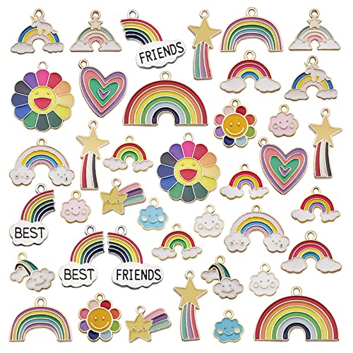 Mini Dijes De Aleación Colgantes 40 Pcs Colgante De Aleación De Arcoíris Llaveros Pulseras Colgantes Mixtos Poco Charm Colgante Para La Fabricación De Pulseras Pendientes Pulsera Diy Colgante Llavero Cover