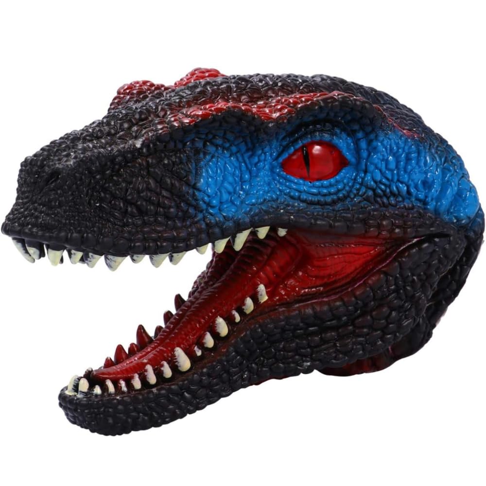 Funfob Dinosaur Hand Puppet Toys Soft Rubber Realistic Raptor Dinosaur Head Velaciraptor | Dinosaur Blue Puppet