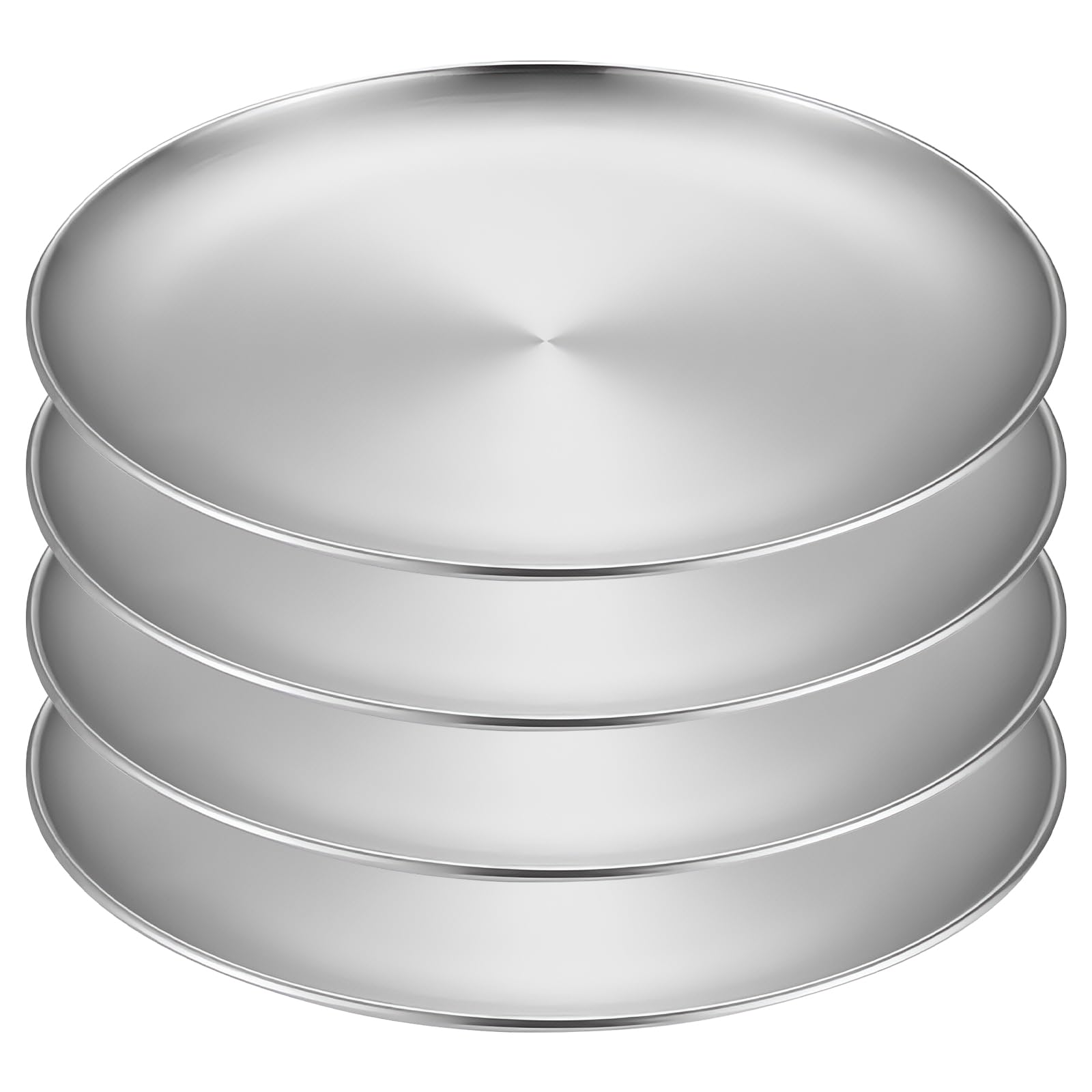 4 piatti in acciaio inox, diametro 20 cm, stoviglie rotonde in acciaio inox, piatti da campeggio, piatti in acciaio inox stabili per campeggio, pic-nic, escursionismo, cucina, festa