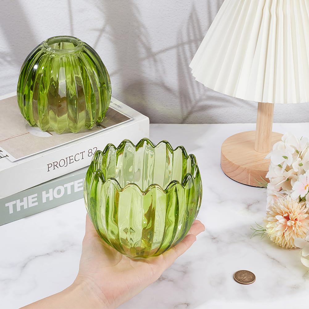 PH PandaHall 2 Stück Glas Grüne Tulpenlampenschirme Kleine Blumenlampenschirme Ersatzblumenlampenschirm Für Steh Tisch Wandlampenabdeckungen E26 Sockel 4.2cm Oben x 10.5cm Durchmesser x 13cm Höhe