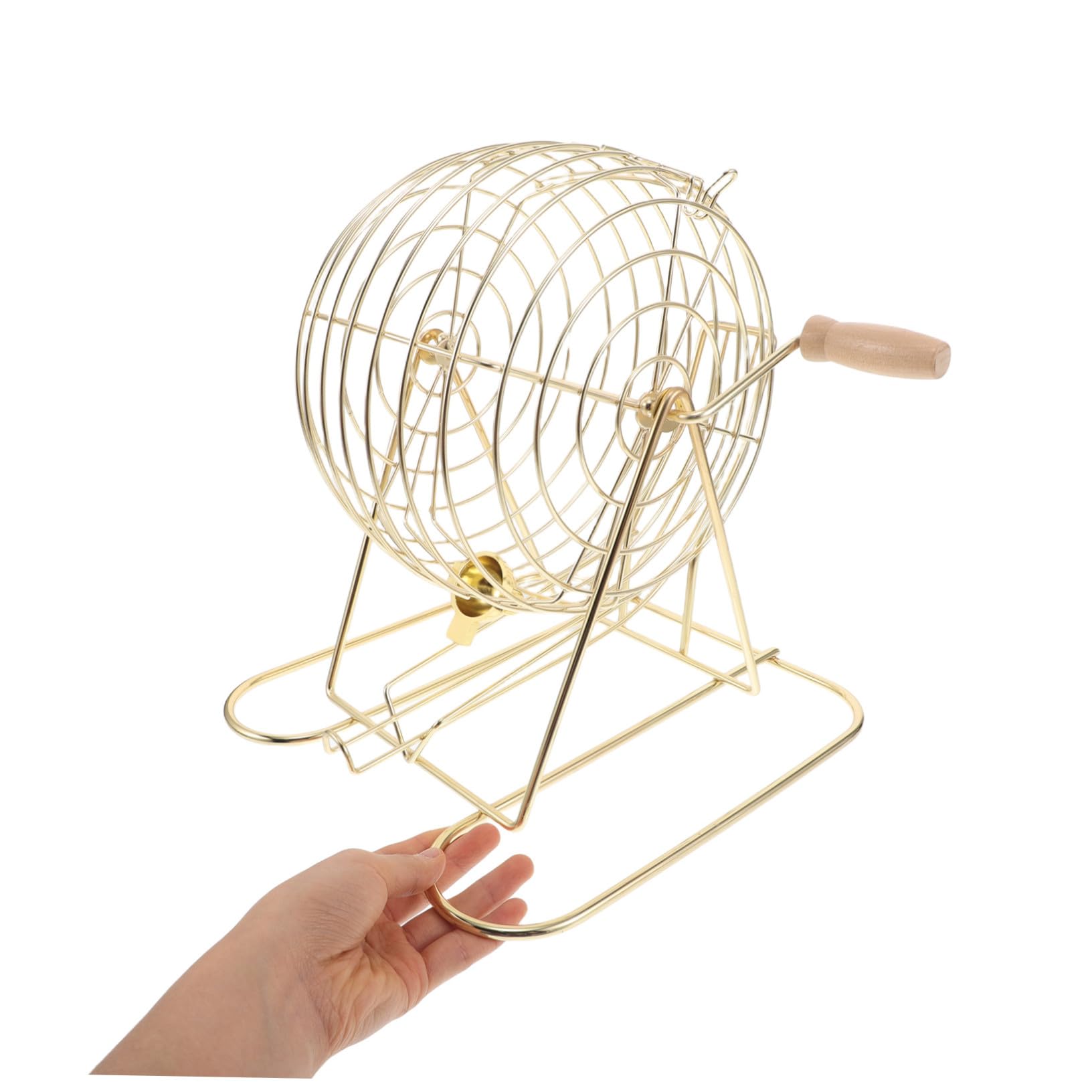 Jaula para Juego de Lotería de Mesa Dorada de Hierro y Madera