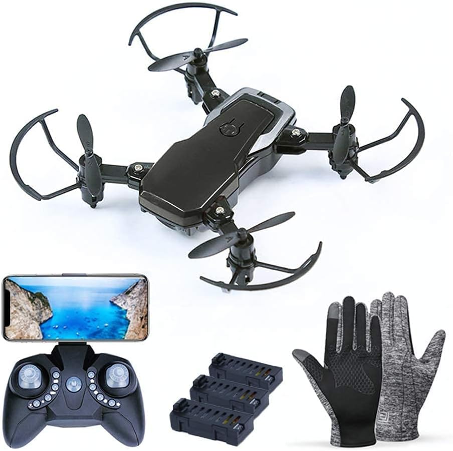 Foldable FPV WiFi RC Quadcopter Mini RC Drone Equipped with 2 Million HD Camera with 3 Batteries Fixed Height Suspension 3 Speeds Adjustable for Children and Adults (White) (Red) (Black)