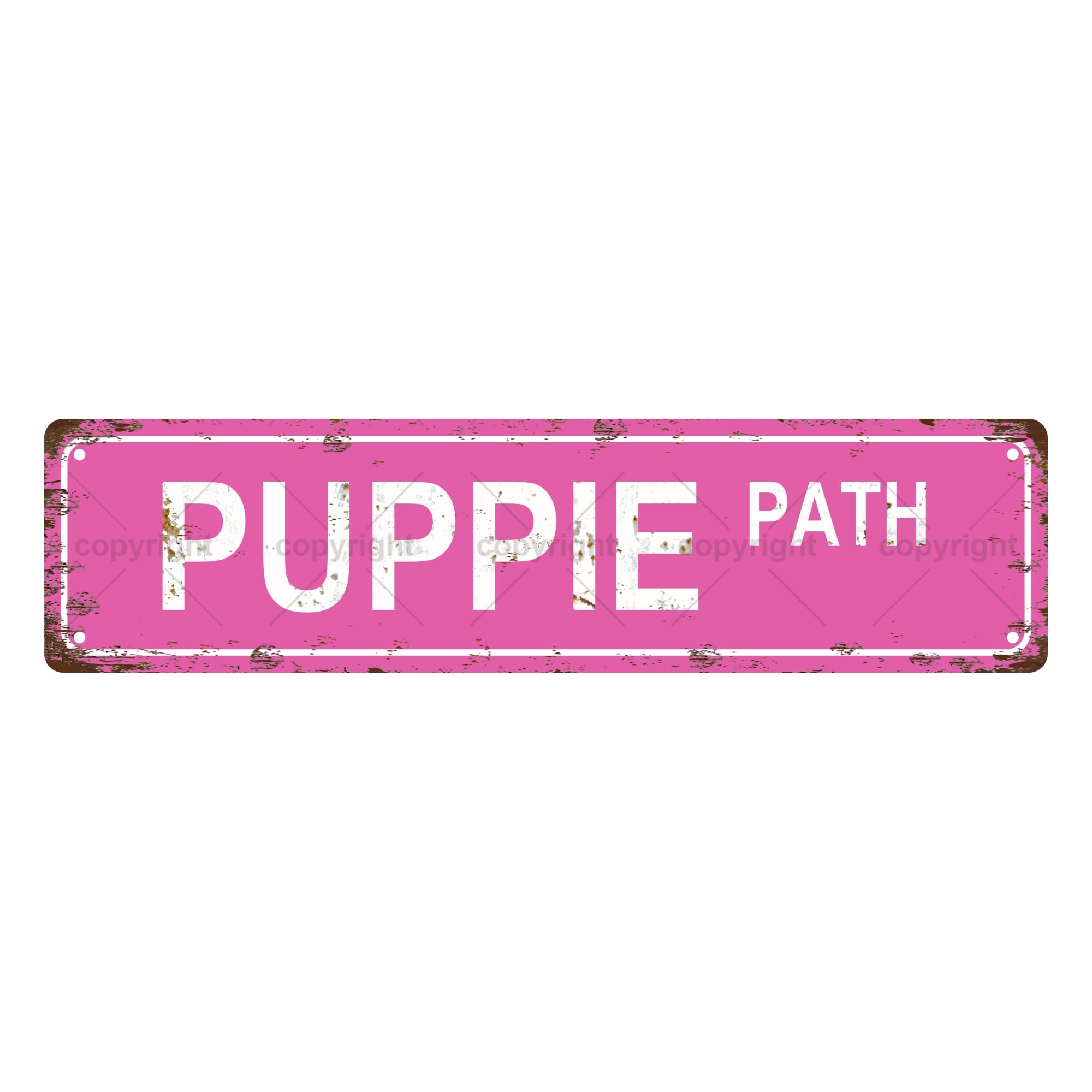 Puppie Path Dog Metal Tin Street Sign Bar Cafe Garage Cave Home Room Wall Bathroom Farmhouse Garden Porch Patio Decor,4x16 Inch