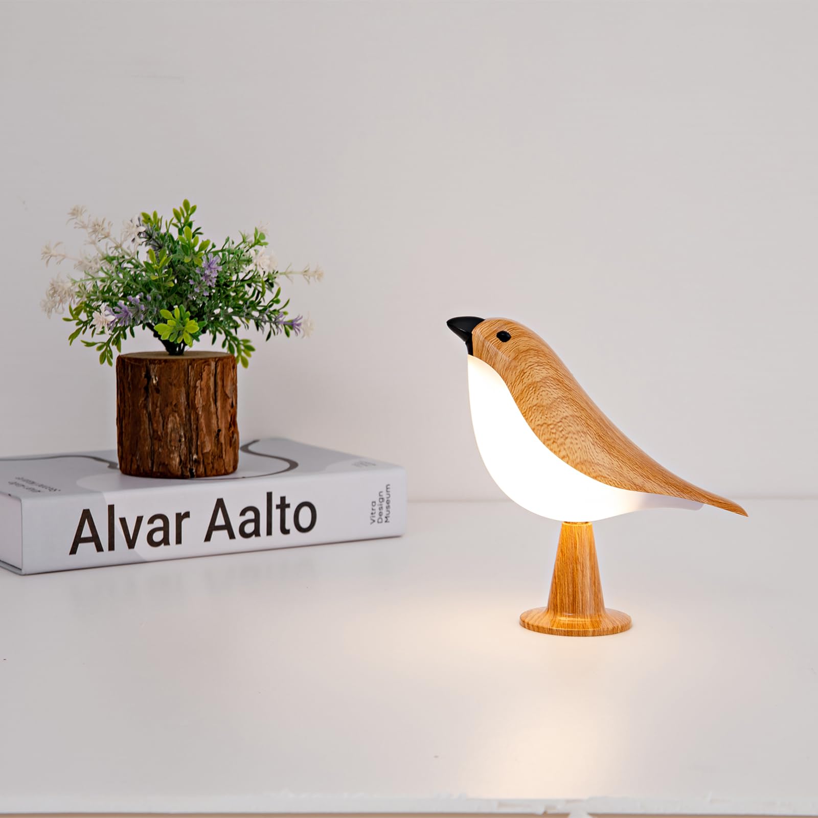 Bird Table Lamp with Remote & Touch Control | 3 Color Temperature & 3-Level Brightness Adjustable Night Light | Rechargeable Cordless Bedside Lamp for Bedroom Office Dorm | Timer & Bird Lover Gifts