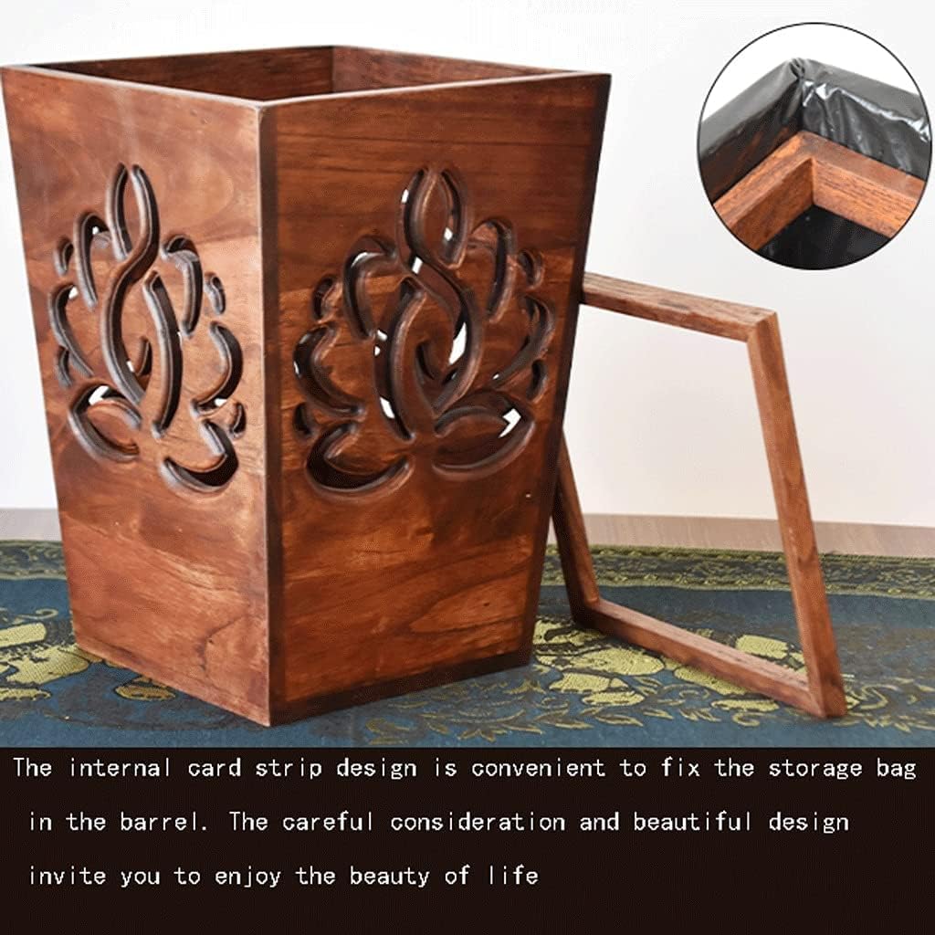 Trash Can Garbage Can Trash Bin Natural Wood Wastebasket Garbage Container Bin for Bathrooms Powder Rooms Kitchens Offices Trashcan Garbage Bin (Color : OneColor, Size : 20x25cm)