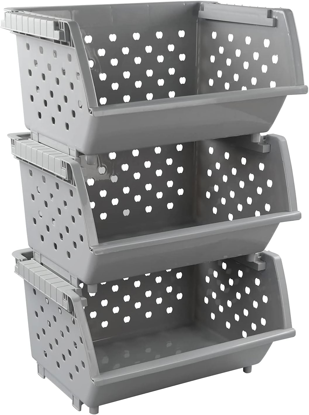 Amazon.com: Easymanie 3 Pack Plastic Stackable Baskets, Open Front ...