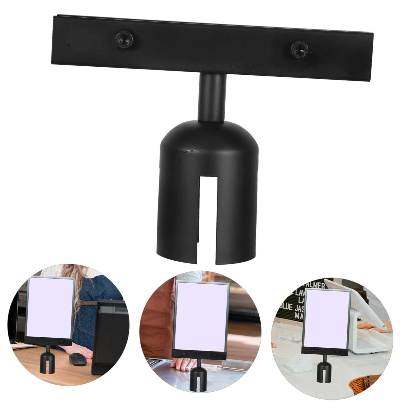 PRETYZOOM 4 Piezas titular de la muestra signo de stand de soporte de signo de Stanchion soporte de cartel de barrera de cinturón Titular de la señal universal Acero inoxidable Negro