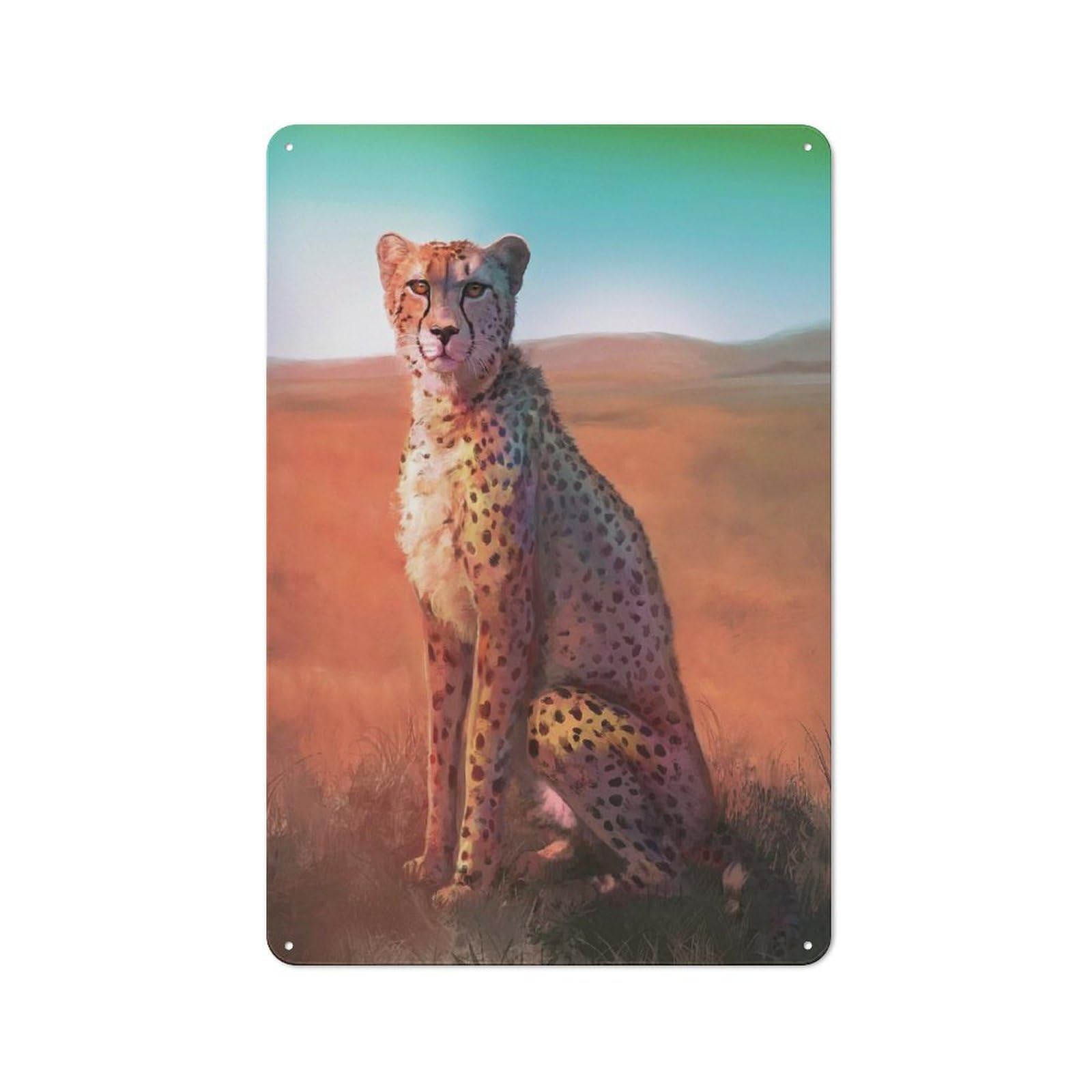 Junmoney African Savannah Metal Plaque 30X20cm With For Hallway Wall, Retro Decor, For Themed Interiors In Hallways And Entrance Areas