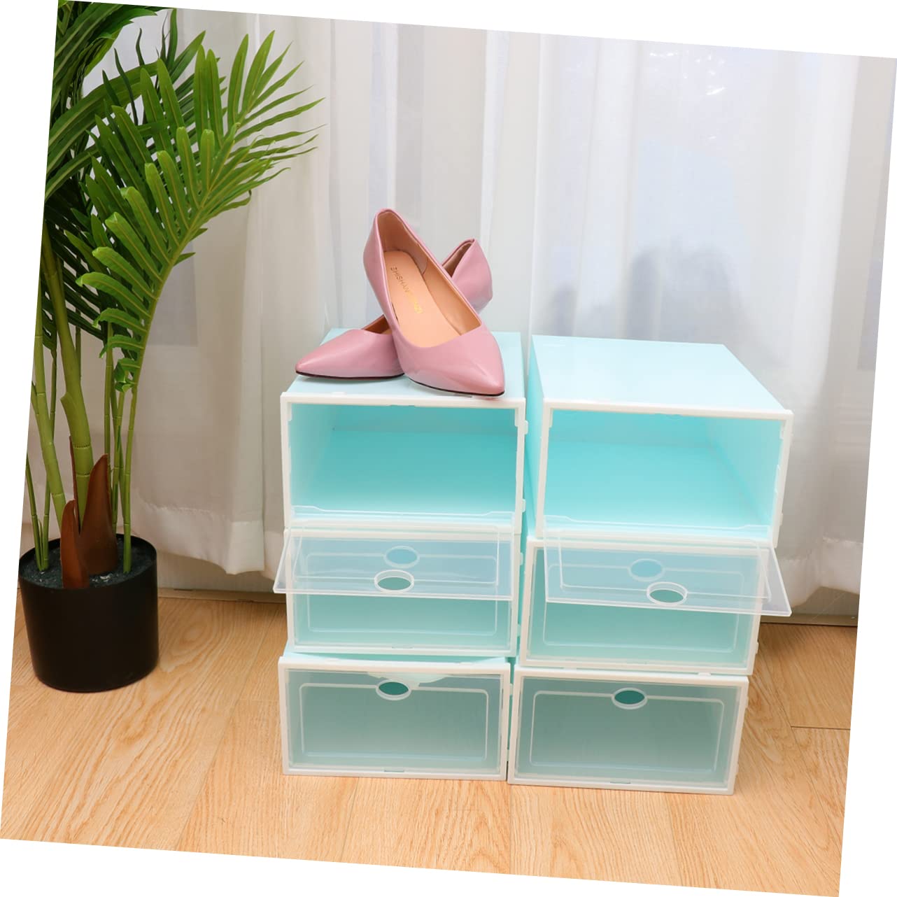 Cabilock Scatole per Scarpe con Porta Chiara Trasparenti in Plastica Impilabili 6 Pezzi Design Salvaspazio per Ingresso e Organizzazione Scarpe Uomo