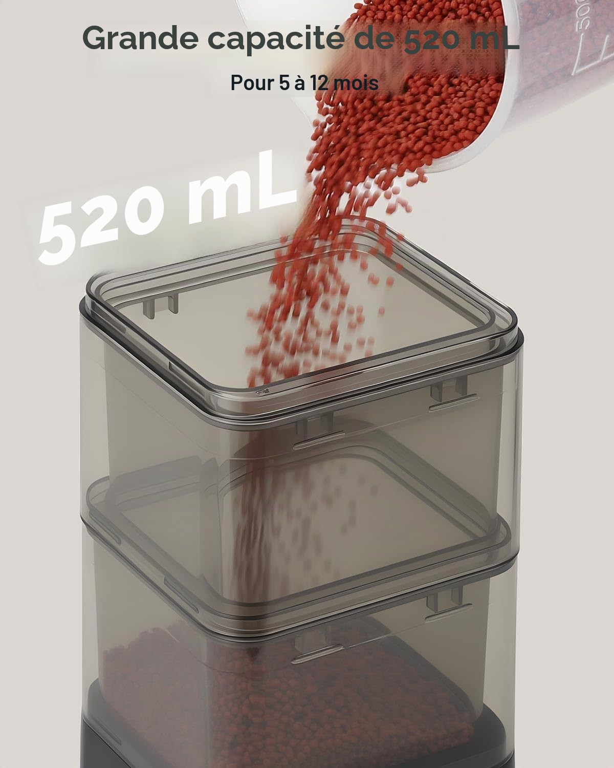 fishkeeper Distributeur automatique de nourriture pour poissons avec trois modes d'alimentation programmés, 520 ml, convient pour l'alimentation des aquariums en vacances, distributeur automatique de