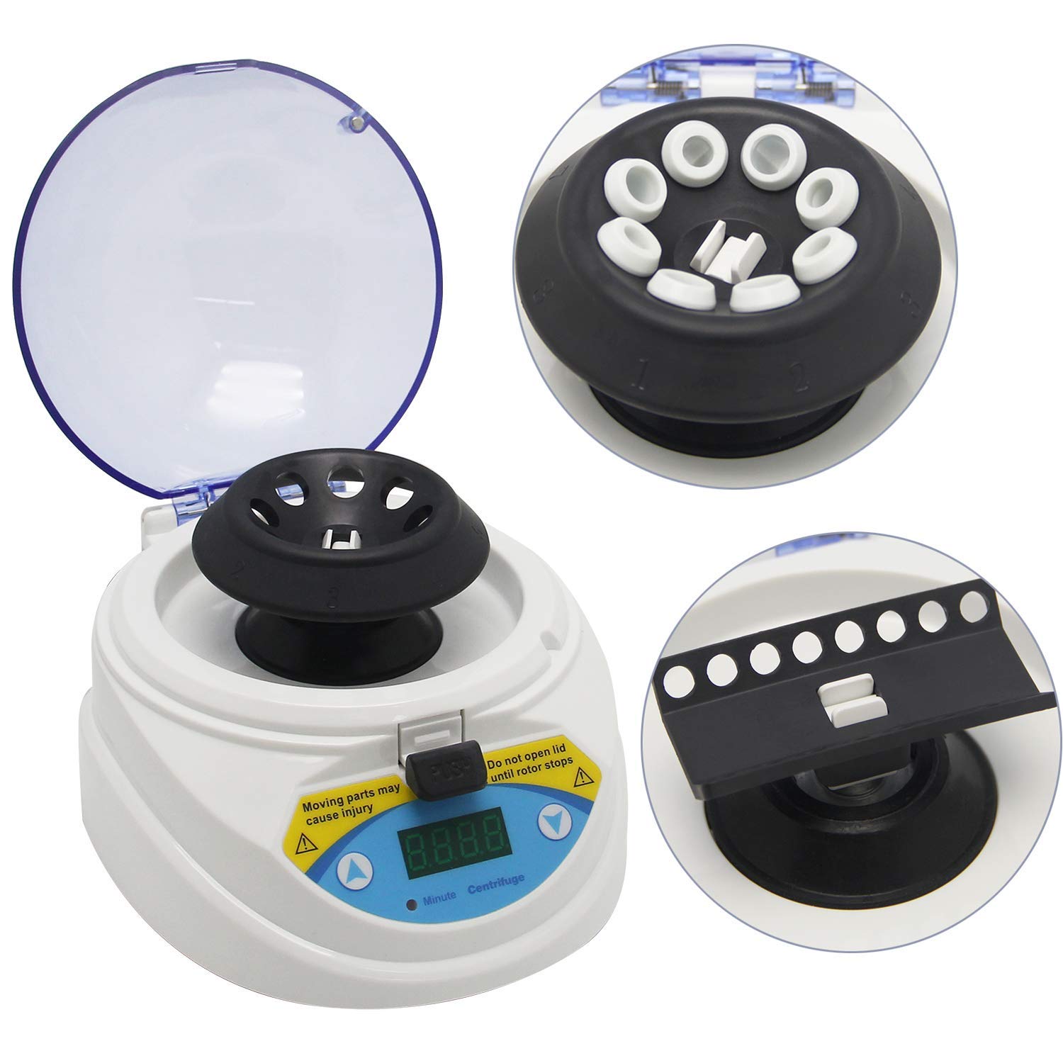 Huanyu Mini Benchtop Centrifuge 6000rpm Micro Clinical Lab Centrifuge High Speed Centrifuge 9999min Timer 8 Holes for 2.0/1.5/0.5/0.2ml Tubes (110V, Mini-6K)