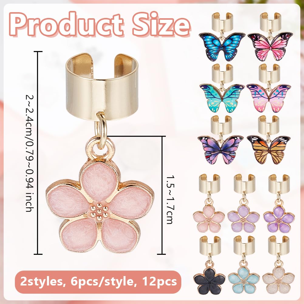 OLYCRAFT 12Pcs 2 Styles Butterfly and Flower Stethoscope Charms 0.8~0.9 Inch Alloy Enamel Stethoscopes Pendant Stethoscope ID Name Tag Charm Stethoscopes Accessories for Doctor Nurse Medical Assistant