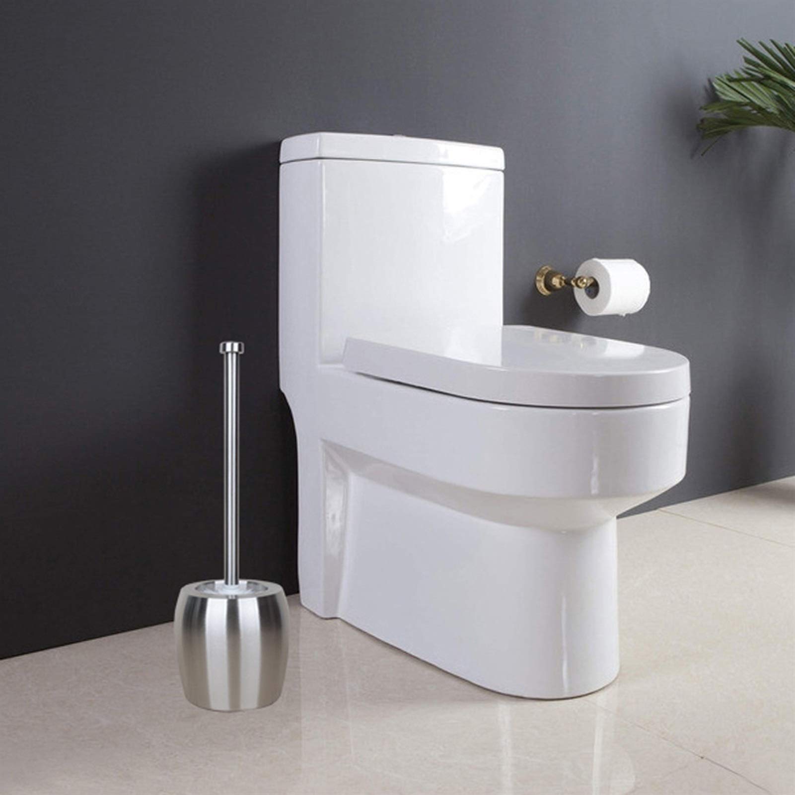 Lavar el baño, Escobillero de Acero Inoxidable con Juego Base, Doble Capa, Limpieza 360 ​​Grados. Negro