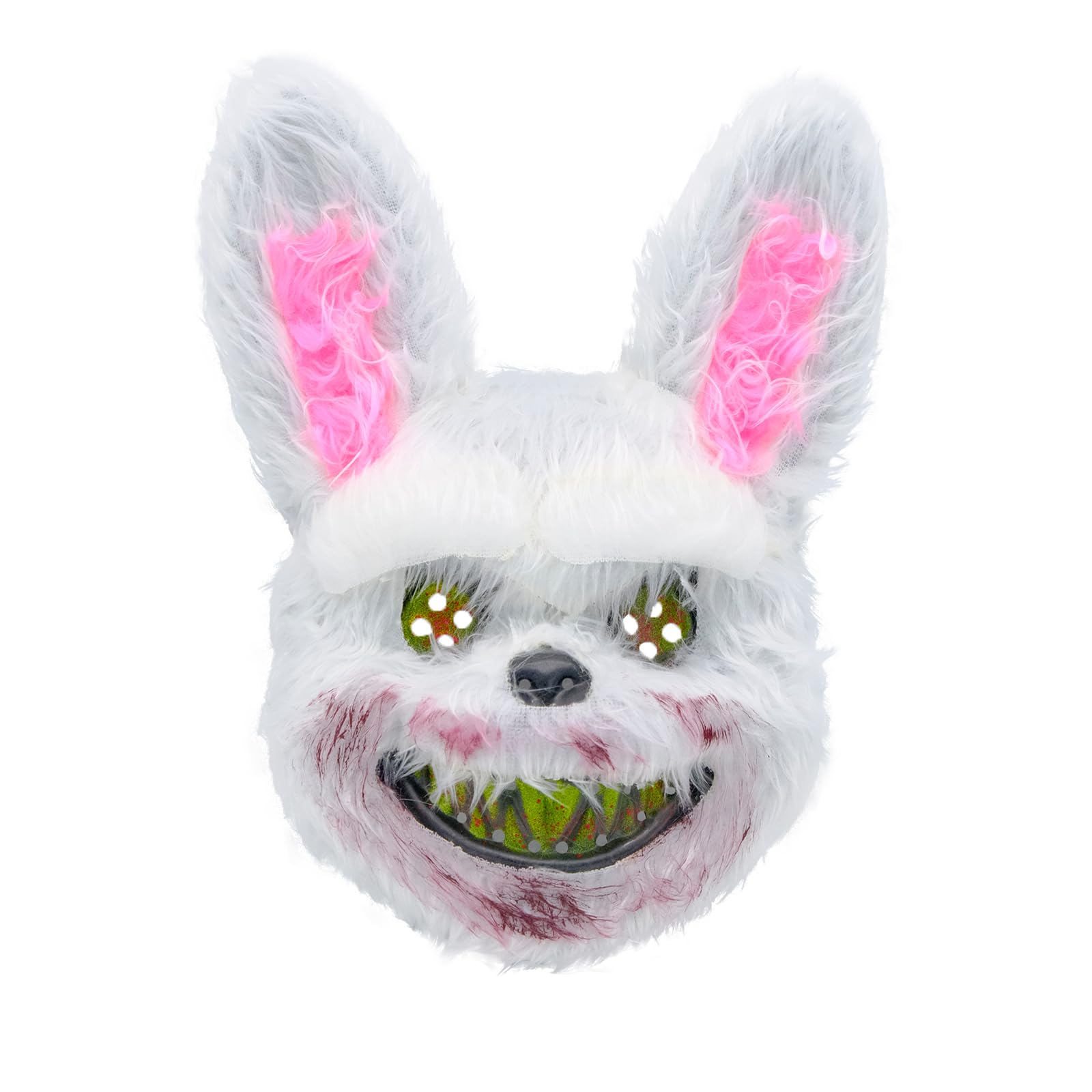 Gittoovo Halloween Scary Bunny Mask Decoration, Creepy Bloody Bunny Mask, Furry Rabbit Mask for Adults Halloween Party Costume Cosplay