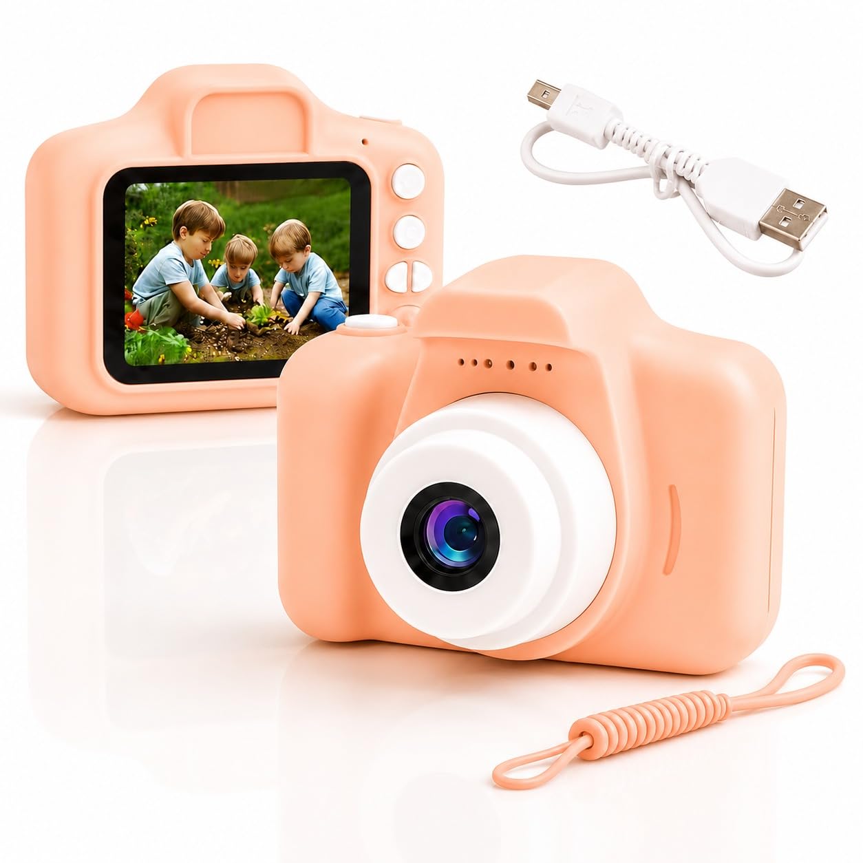 Kids Digital Camera 4.8 MP HD Photos 1080p Video 2-Inch Screen USB Rechargeable Extended Storage Mini with Games Filters & Frames Cute Birthday Gift for 6–12 Age (Pink)-image-40
