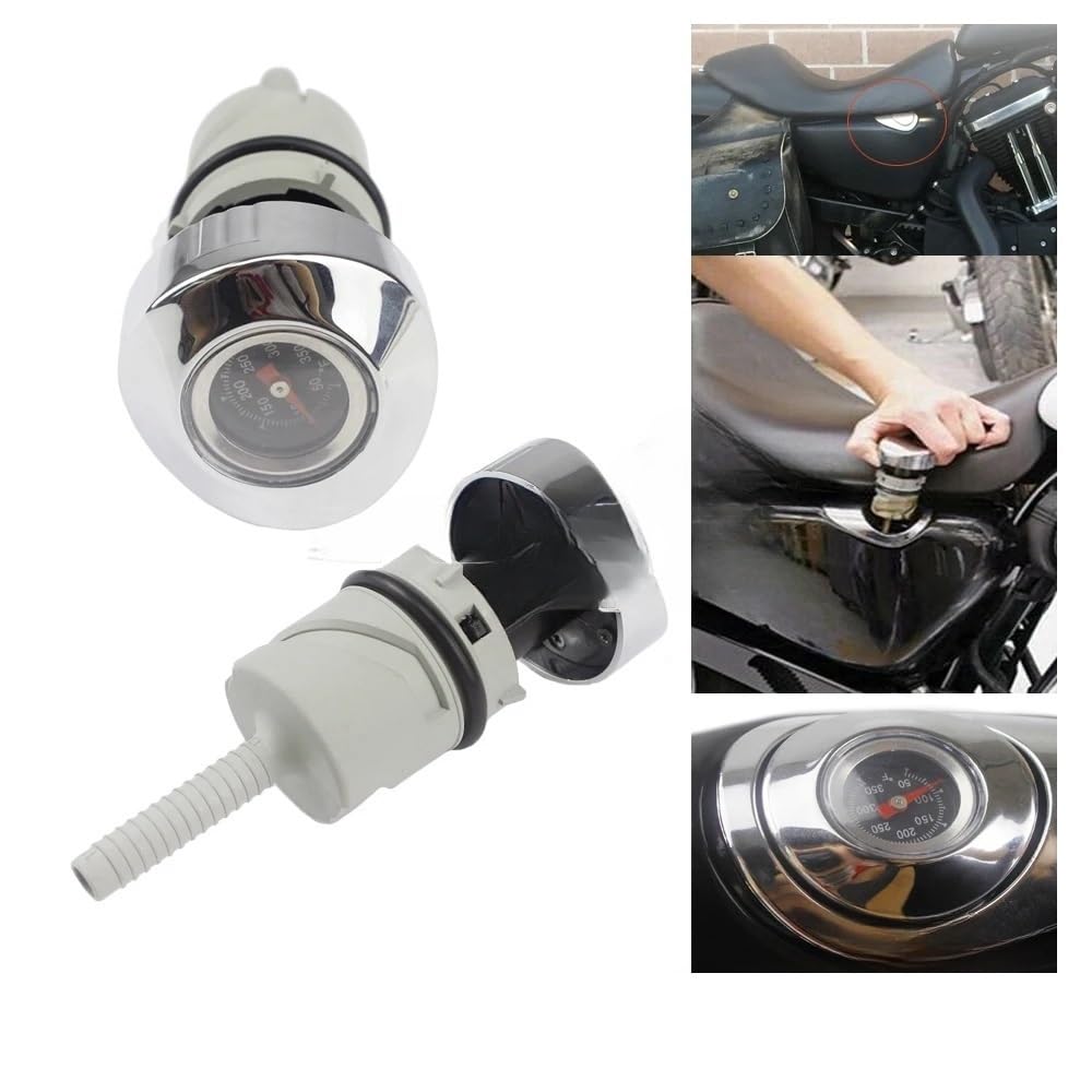 Pour Sportster Pour XL 883 1200 Pour Forty Pour Eight 04-19 Accessoires Moto Jauge Température Réservoir D'huile Jauge Température Bouchon Réservoir Jauge D'huile Courte(Black)