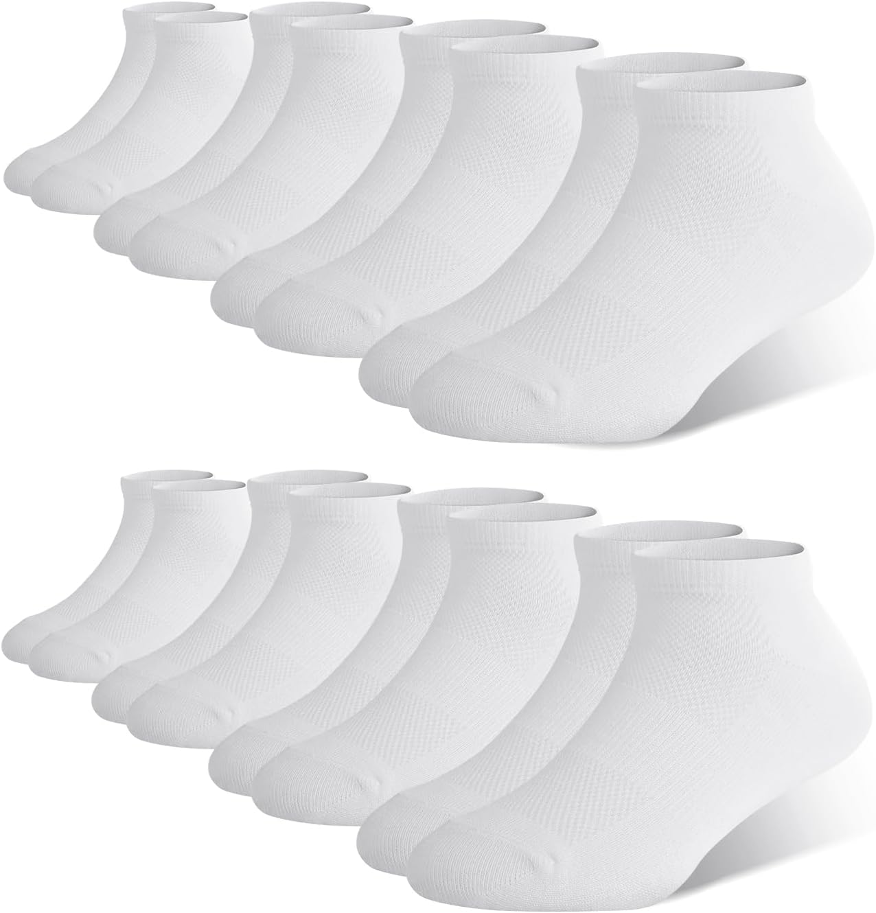 BAMBOO COOL Kids Ankle Socks 8 Pairs Boys' Girls' Low Cut Breathable Socks 8-12Y Mesh Athletic Sock