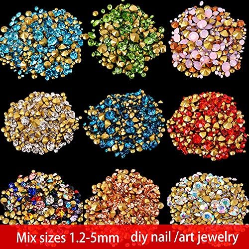 ss2-ss22 Mix Sizes Round Glass Stone Pointed Back Crystal Rhinestone Nail Art Decorations Necklace Earring Brooch Repair Jewelry (Color: Mix Colors, Number of Pcs: 6grams per Bag) - Image 2