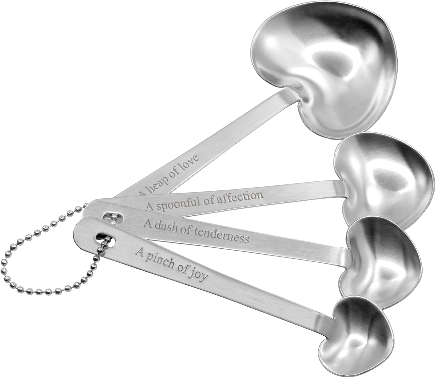 R&M International 2631 Heart Shaped Measuring Spoons, Stainless Steel, 4-Piece Set