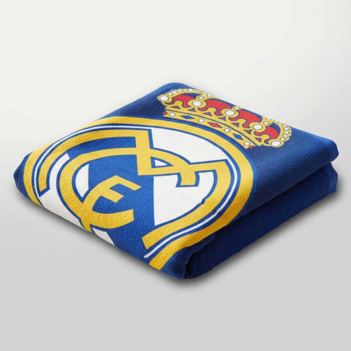 Toalla Real Madrid Oficial con Escudo y Colores del Club para Playa, Piscina, Baño o Deporte