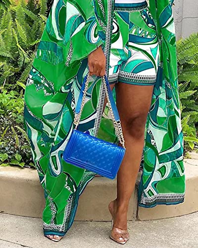 2 Piece Outfits for Women Sexy Beach Cover Up Shorts Set Open Front Long Cardigan3