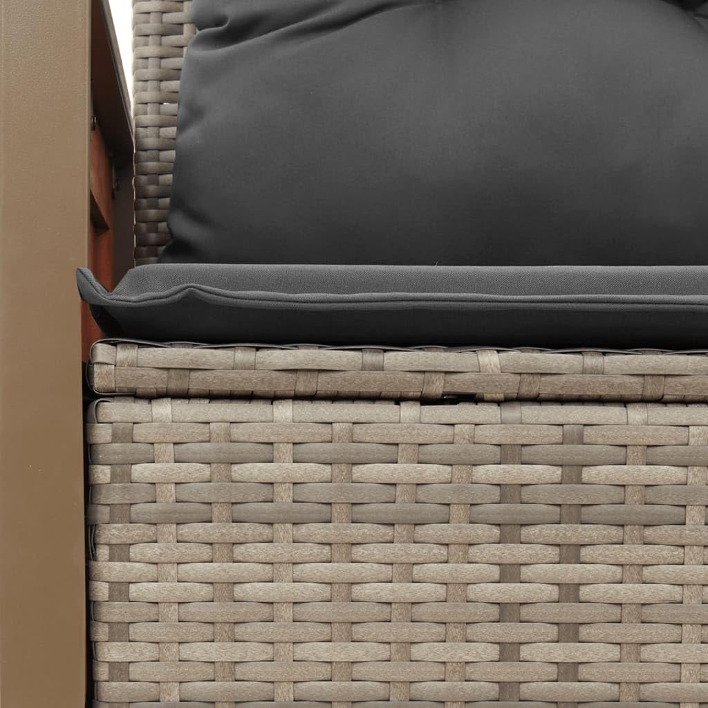 IKAYAA Divanetto da Esterno 2 Posti con Contenitore Divano da Giardino Salotto da Giardino in Polyrattan con Cuscini per Seduta e Schienale-Grigio-con Contenitore