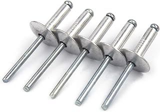 60pcs Large flange blind rivets, Aluminum,Flange Diameter 5/8" (16 mm),Pop Rivets Assortment Kit Blind Rivet by Bolt Dropper,3/16" x 5/8" Inch,grip range(8-12mm)