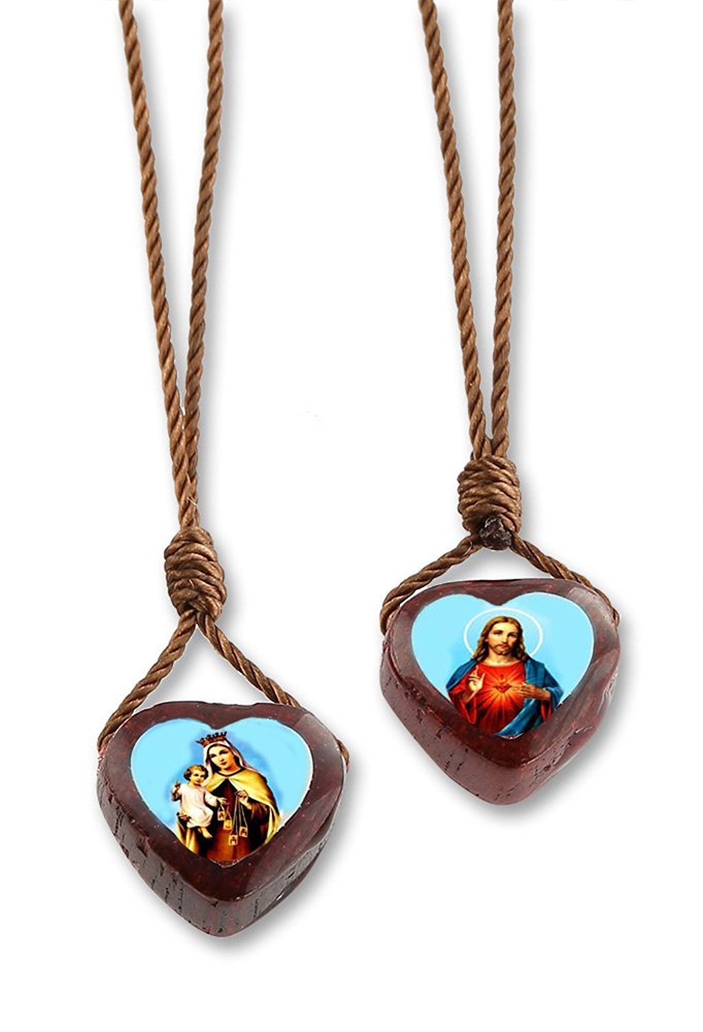 Buy Scapulars Catholic Necklace with Brown Cord & Cherry Wooden I