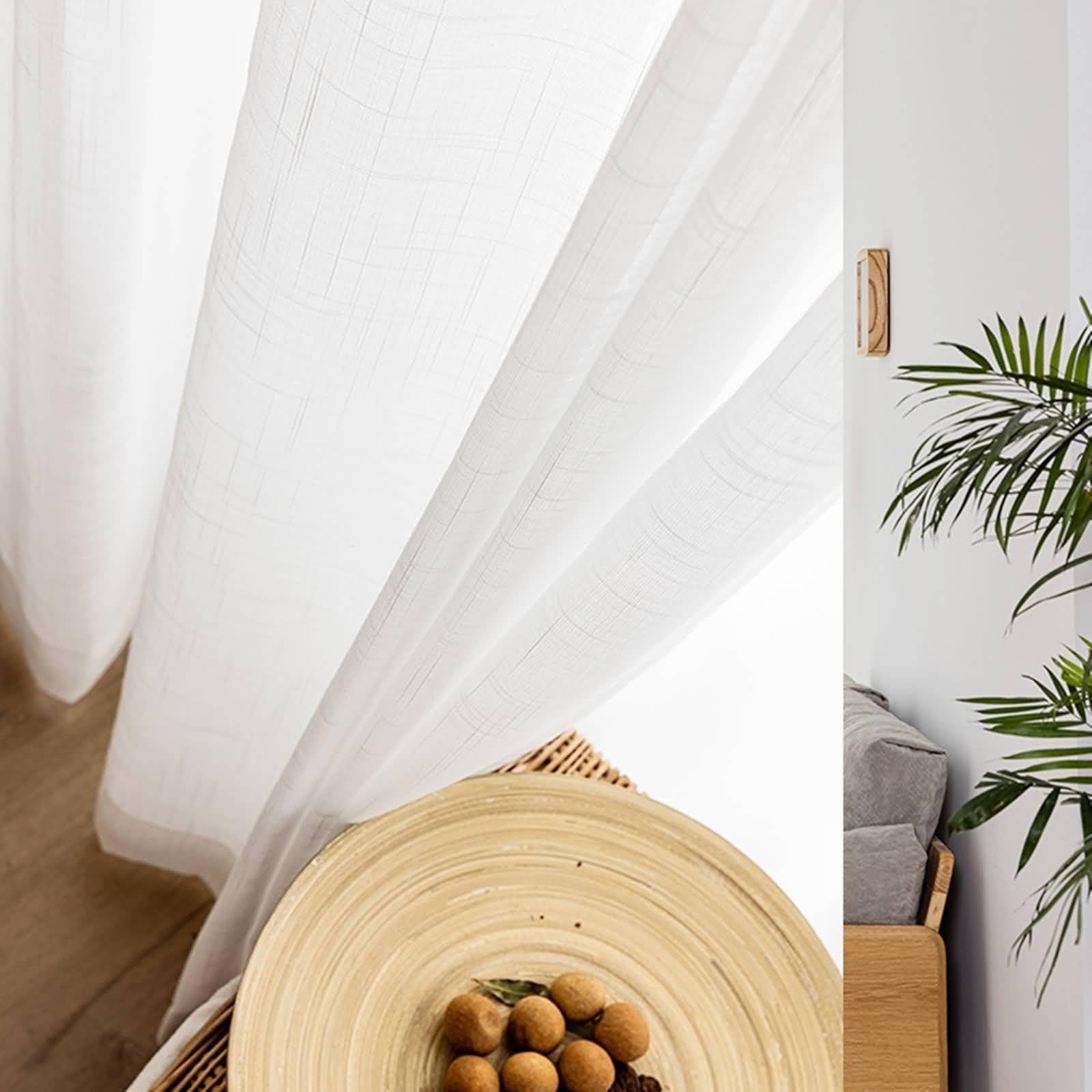 Tende moderne lunghe 213,4 cm per porte scorrevoli, rustiche, in filato di lino tinta unita, 2 pannelli, 52 x 84 cm (larghezza x lunghezza), perfette per decorare la casa, soggiorno e camera da letto