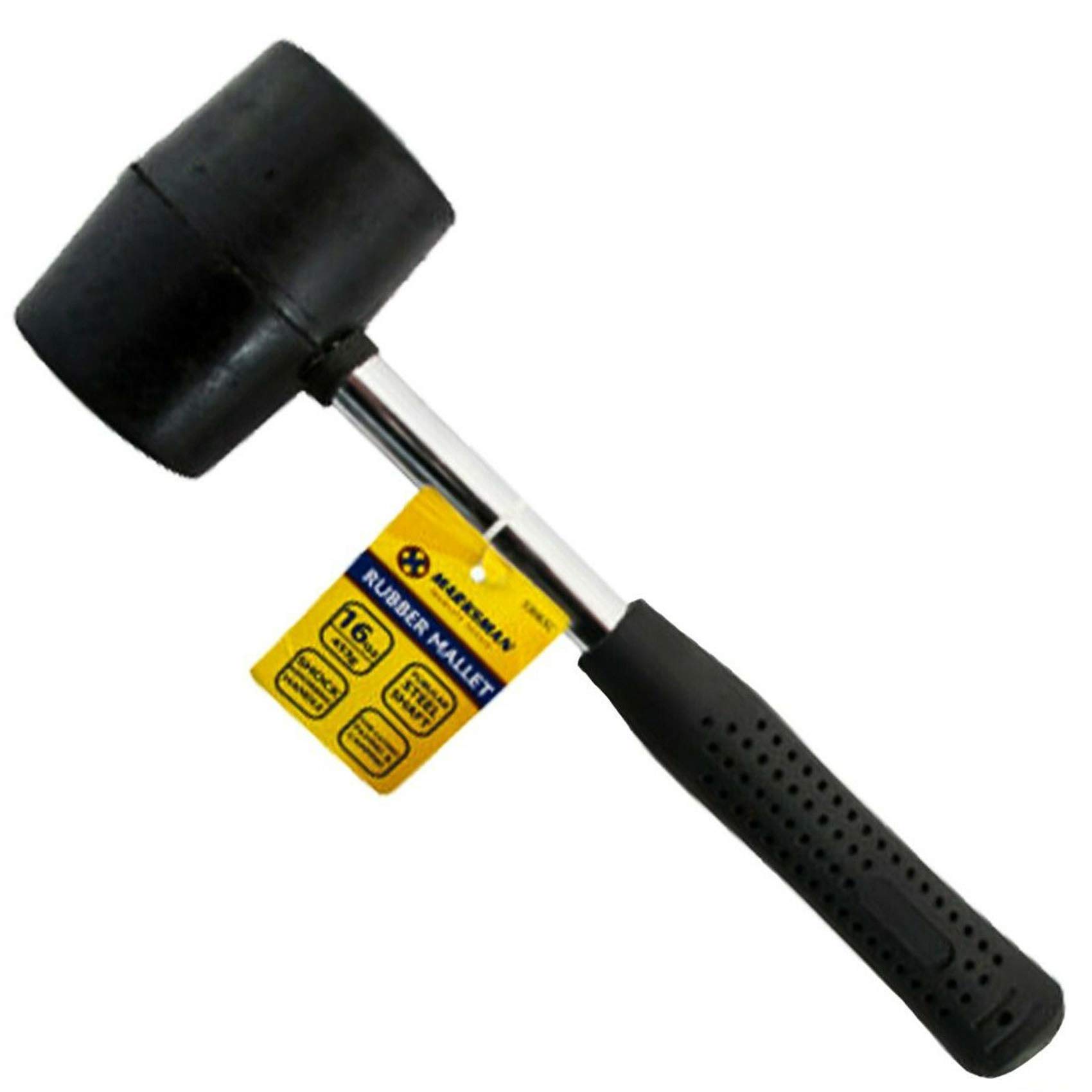 Nti Black Marksman 8Oz 16Oz 32Oz Rubber Mallet Hammer Fibreglass Or Silver Shaft Grip Handle Diy Hand Tools Camping Paving Racking Laying Tiles Construction Uk Free P&P (16Oz Rubber Mallet Steel (453G))