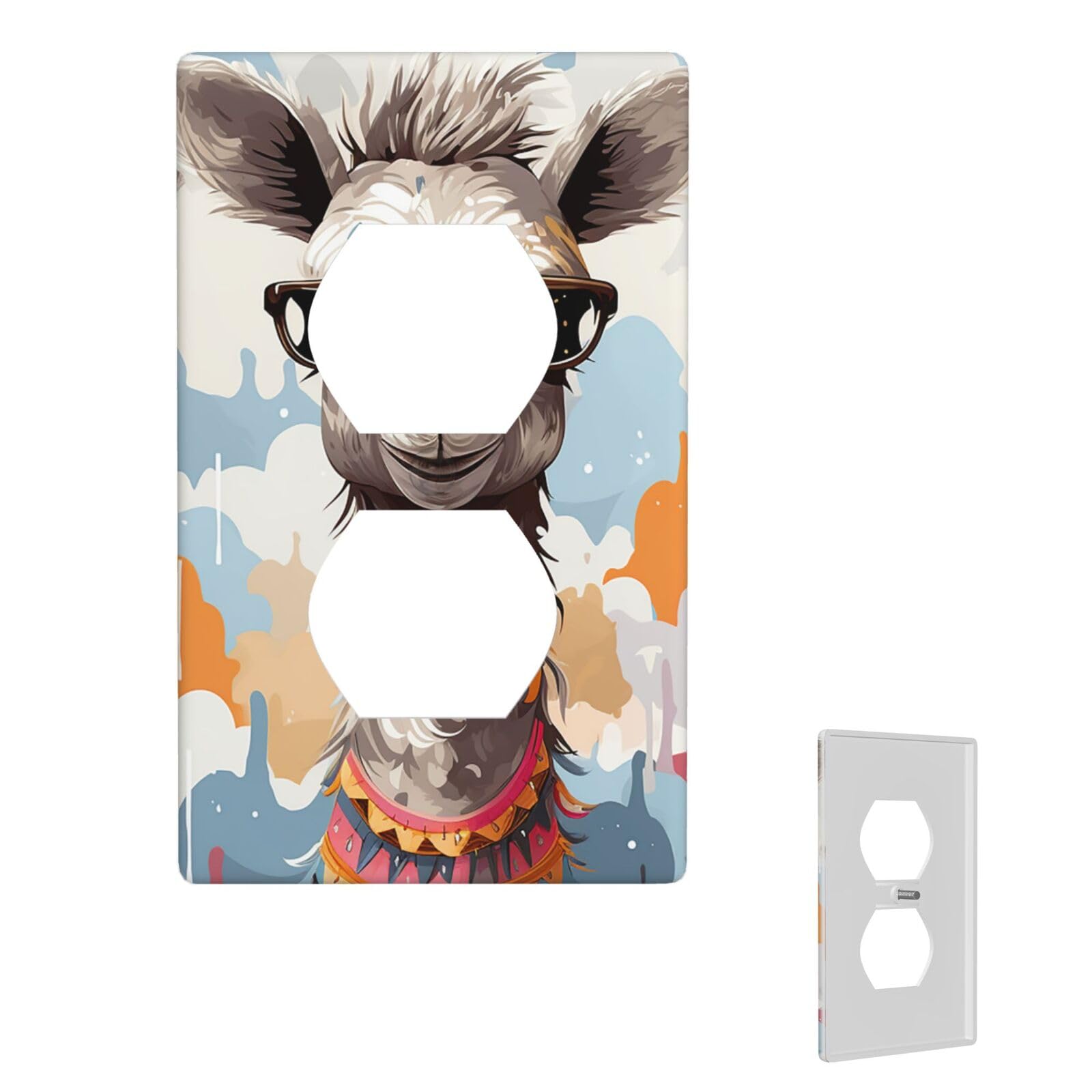1-Gang Decorator Wall Plate Cute Giraffe Funny Light Switch Cover Single Gang Receptacle Wall Plate Standard Size 4.5" x 2.76" Wallplate Unbreakable Polycarbonate Outlet Faceplates Cover