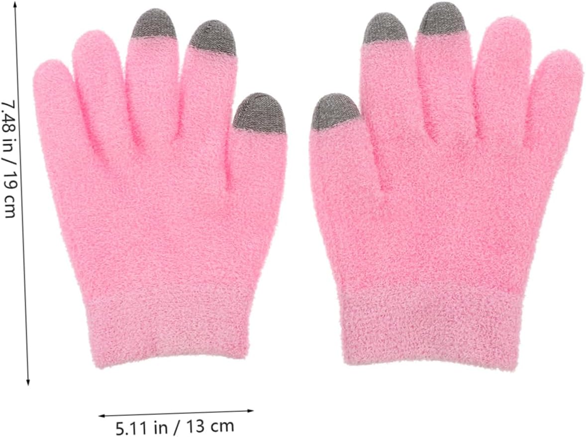 FOMIYES 2Pairs Moisturizing Touchscreen Gloves and Socks Set Yarn Winter Gloves for Men and Women for Cold Weather Outdoor Activities and Phone Use Pink Color