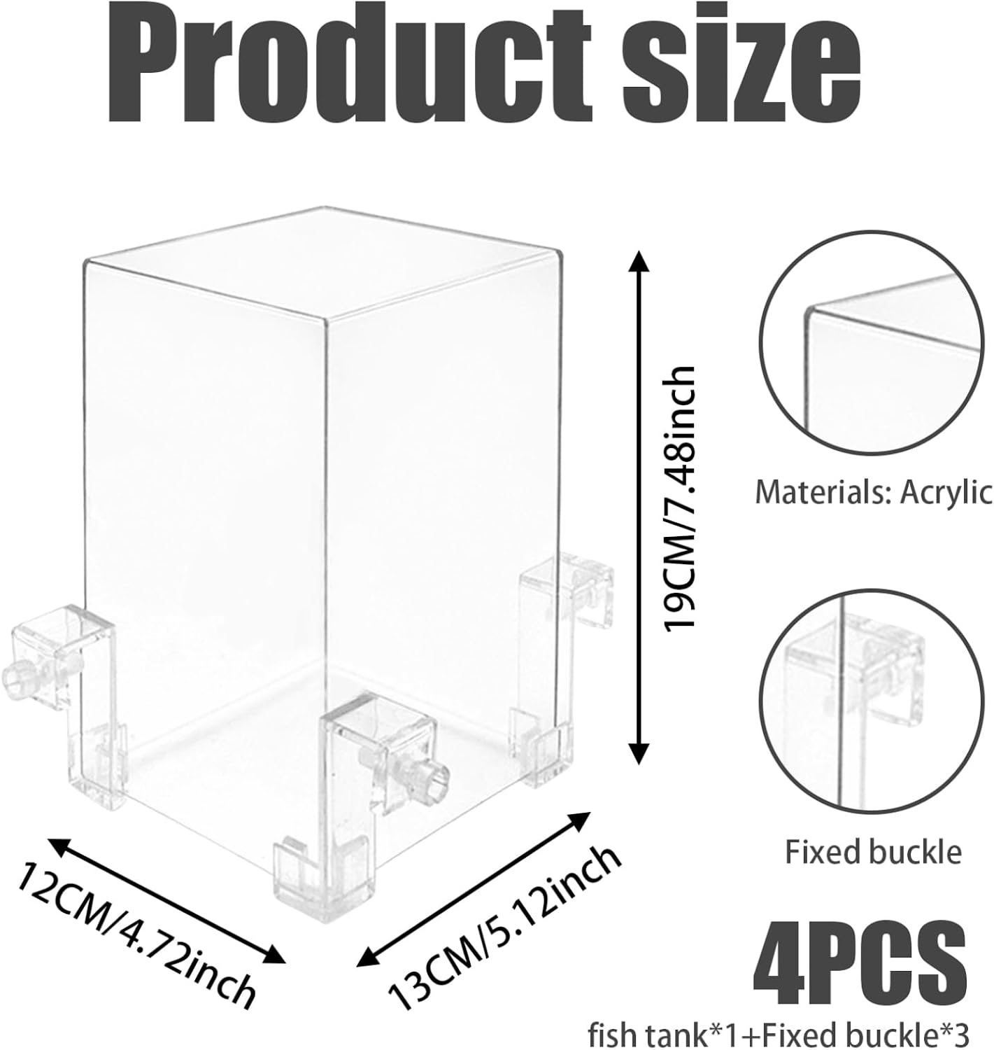 Gcroet 4PCS/Set Negative Pressure Fish Tanks Acrylic Fish Tanks Clear Fish Aquarium Water Auto-Refill Aquarium Tank Vacuum Suspended Fish Tank for Aquarium Decoration