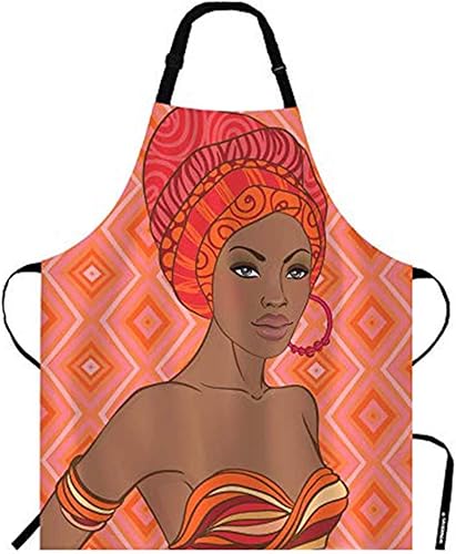WONDERTIFY Delantal africano para mujer, sexy con aretes y sombreros rojos, delantal con cuello ajustable para hombres y mujeres, adecuado para el