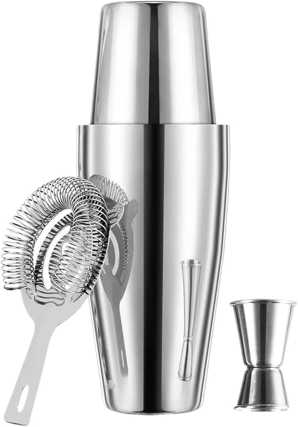 4-Piece Stainless Steel Cocktail Shaker Set – Mixer Bar Tools with Bartender Cups for Home Use(600x450-4pcs)