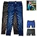 2 Pairs Girls Jeggings Fashion Denim Jean Look Leggings Stretchy Pants Kids S/M Leggings for Girls Super Soft Stretchy Denim Print 2 Pack Black and Blue Pull On Apparel That are Fun and Easy to Put