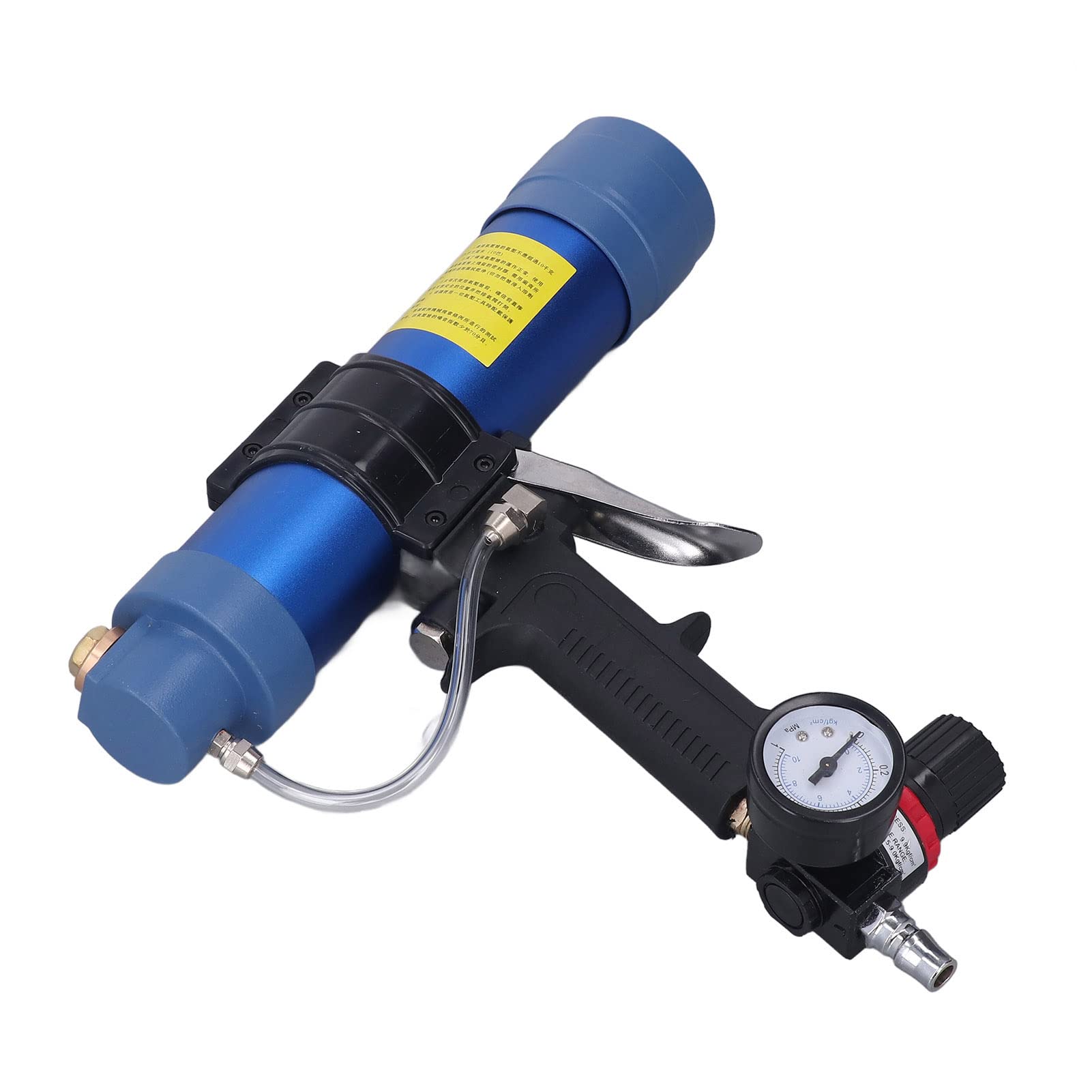 Pneumatyczny pistolet do klejenia szkła ZenithAur, pojemność 310 ml, ciśnienie robocze 6 barów z wlotem powietrza 1/4 cala i zaworem regulującym ciśnienie do okien i dekoracji